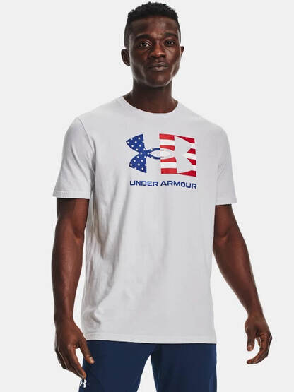 Halo Grey Freedom BFL Lockup Short Sleeve T-Shirt from Under Armour with Stars and Bars design